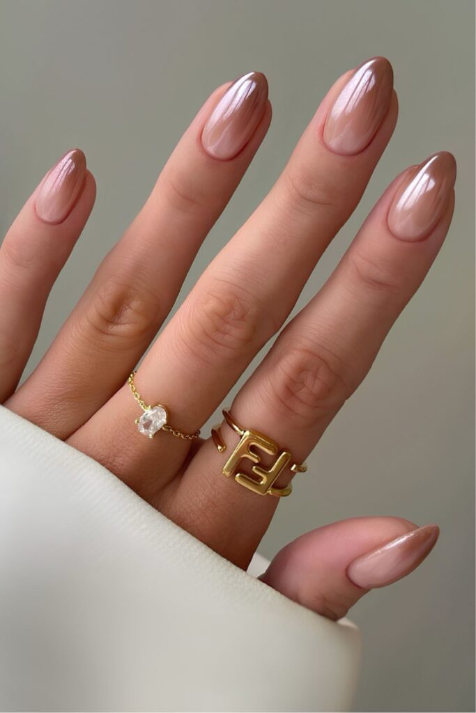 Glazed brown ombre nails