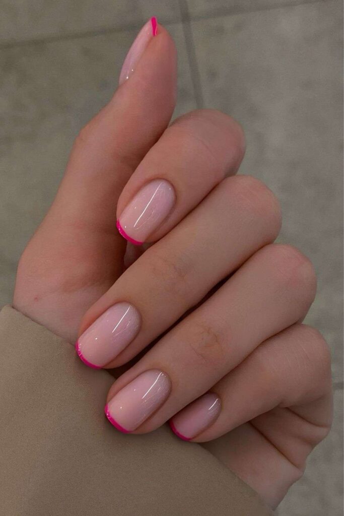 Hot pink micro French mani
