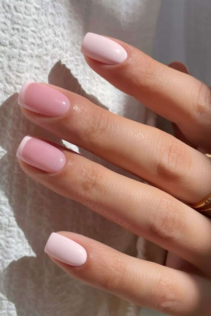 Light pink French and solid mix nails