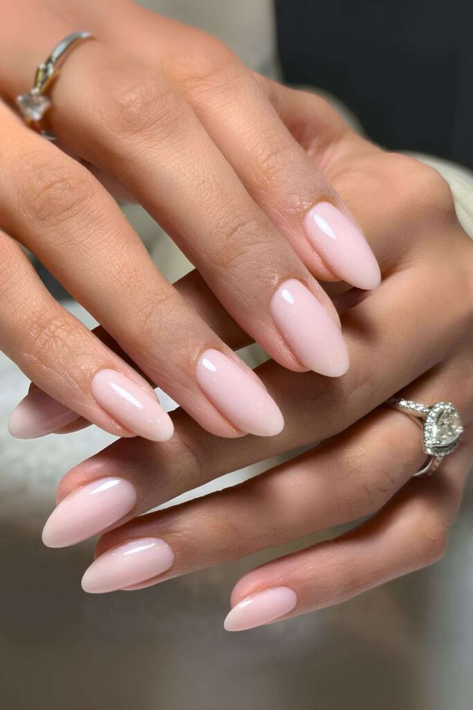 Light pink almond nails