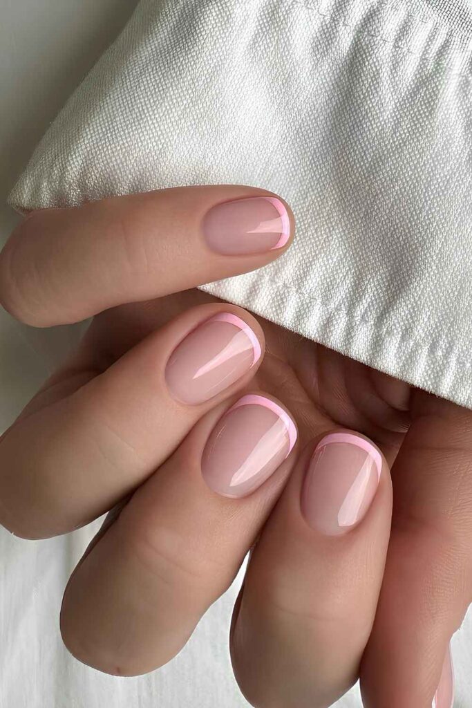 Light pink micro French nails
