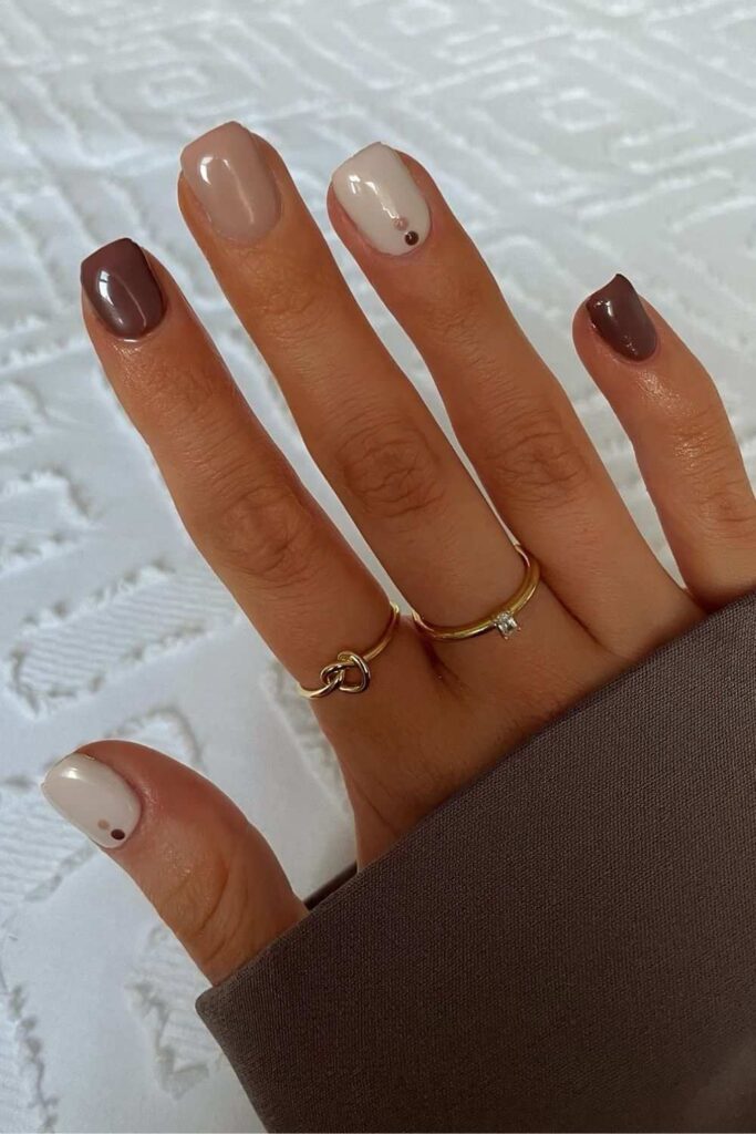 Neutral fall skittle mani