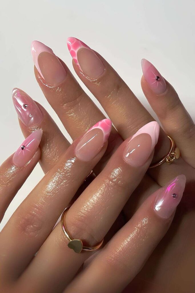 Pink mismatched nails