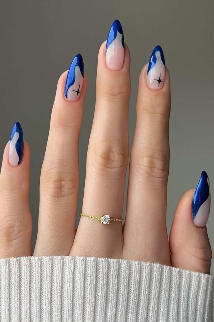 Sapphire blue abstract nails
