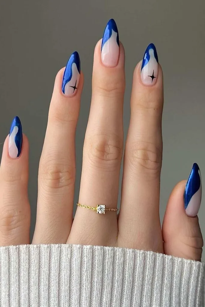 Sapphire blue abstract nails