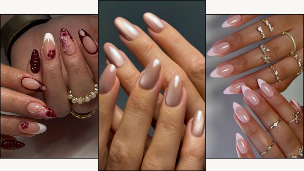 A collage of september nail designs