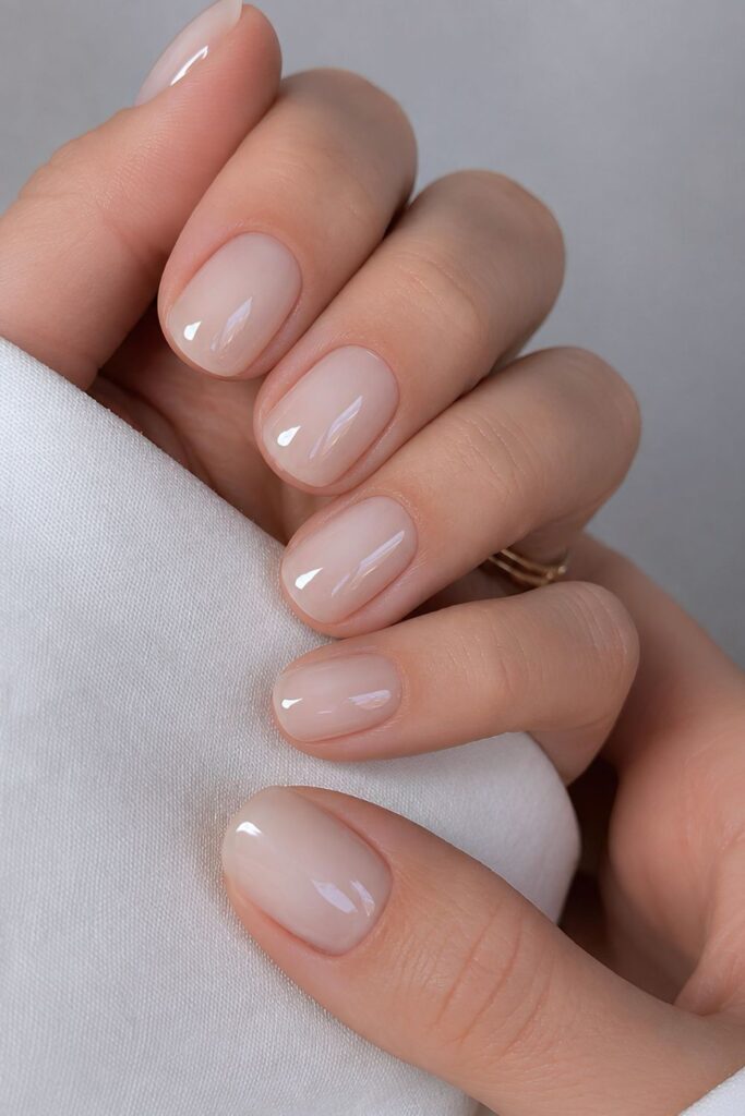 Sheer milky white nails