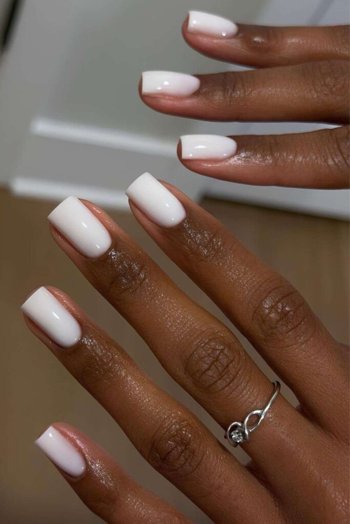 Short milky white mani
