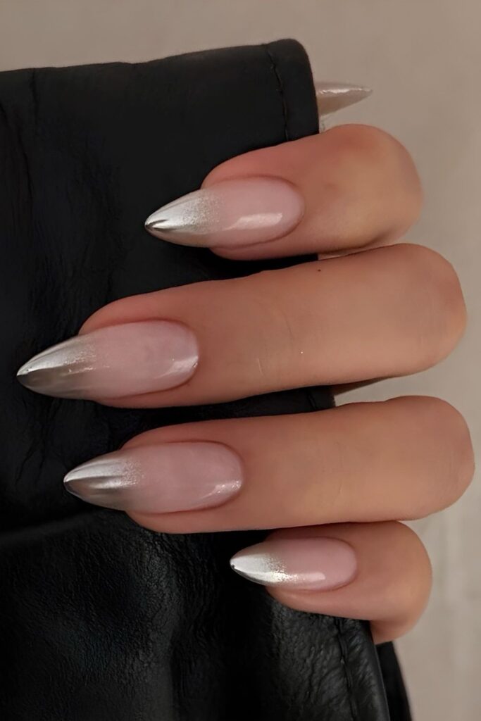 Silver ombre nails