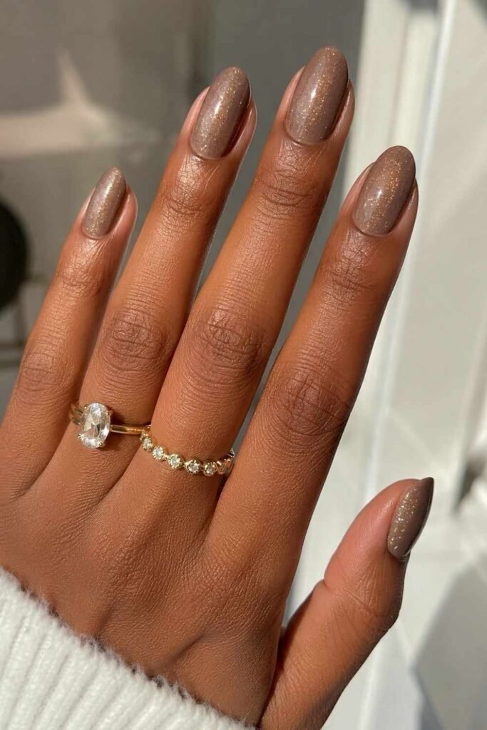 Warm taupe shimmer nails