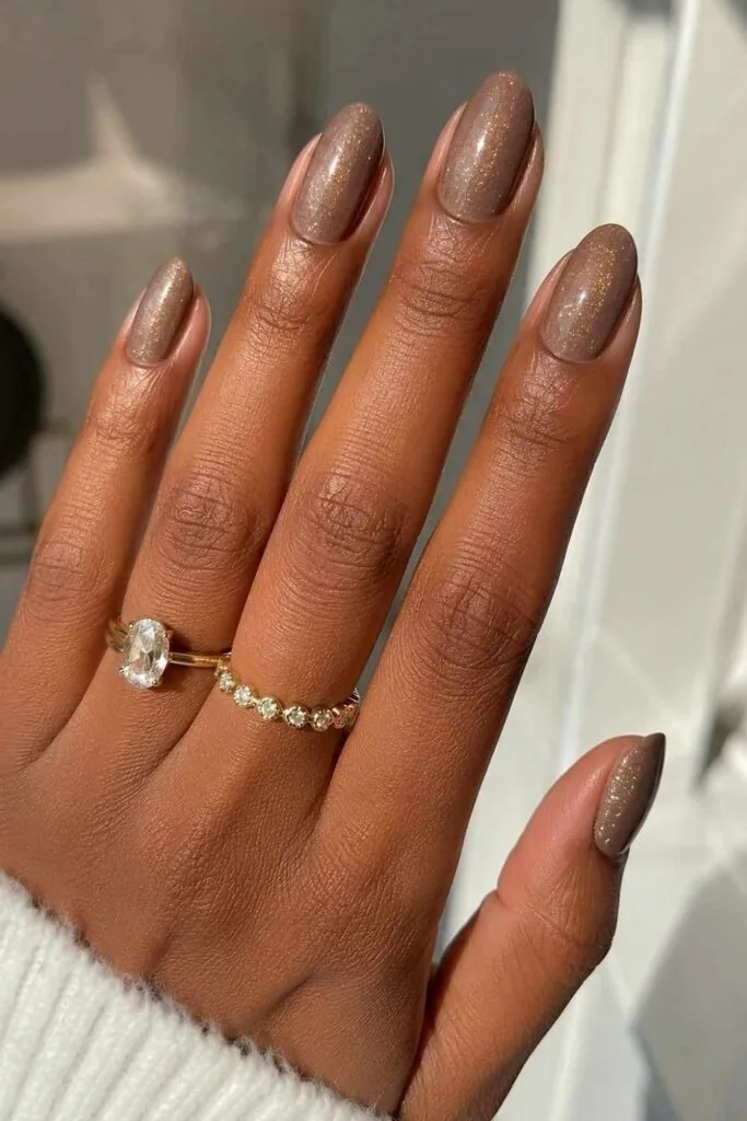 Warm taupe shimmer nails