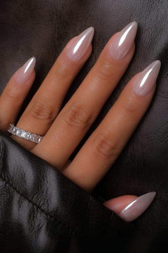 White chrome nails