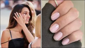 A collage of Amal Clooney's silk nails