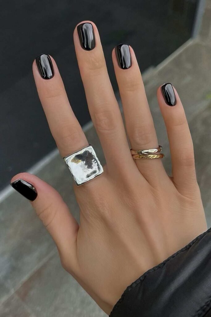 Black chrome nails