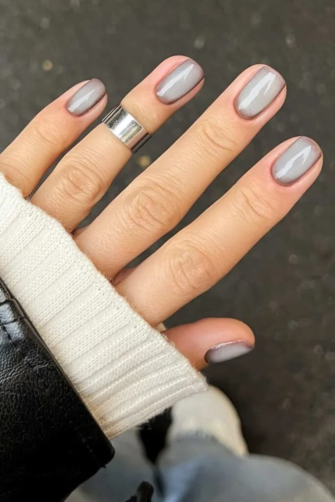 Brown and gray aura nails