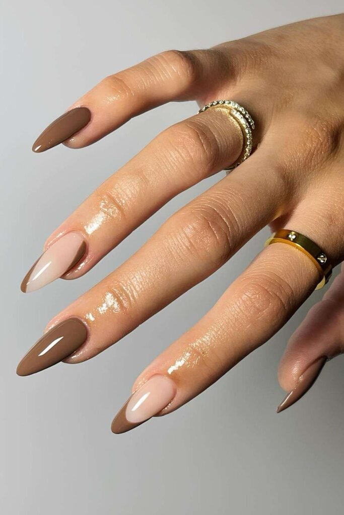 Brown nails with negative space