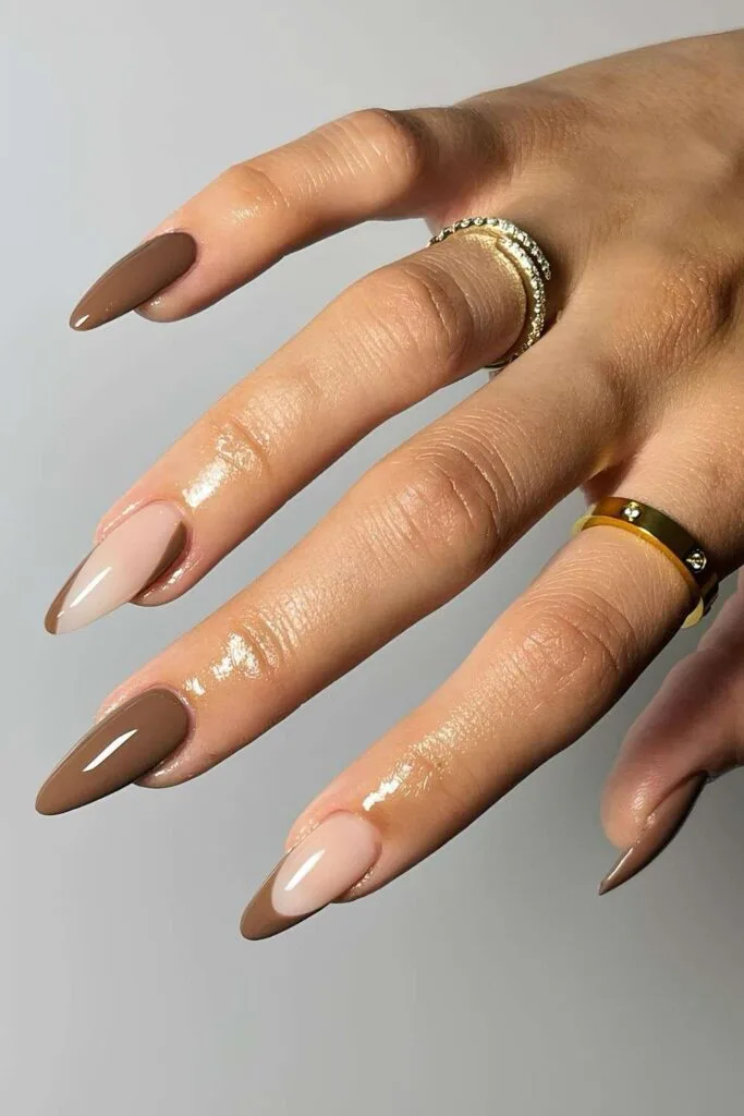 Brown nails with negative space