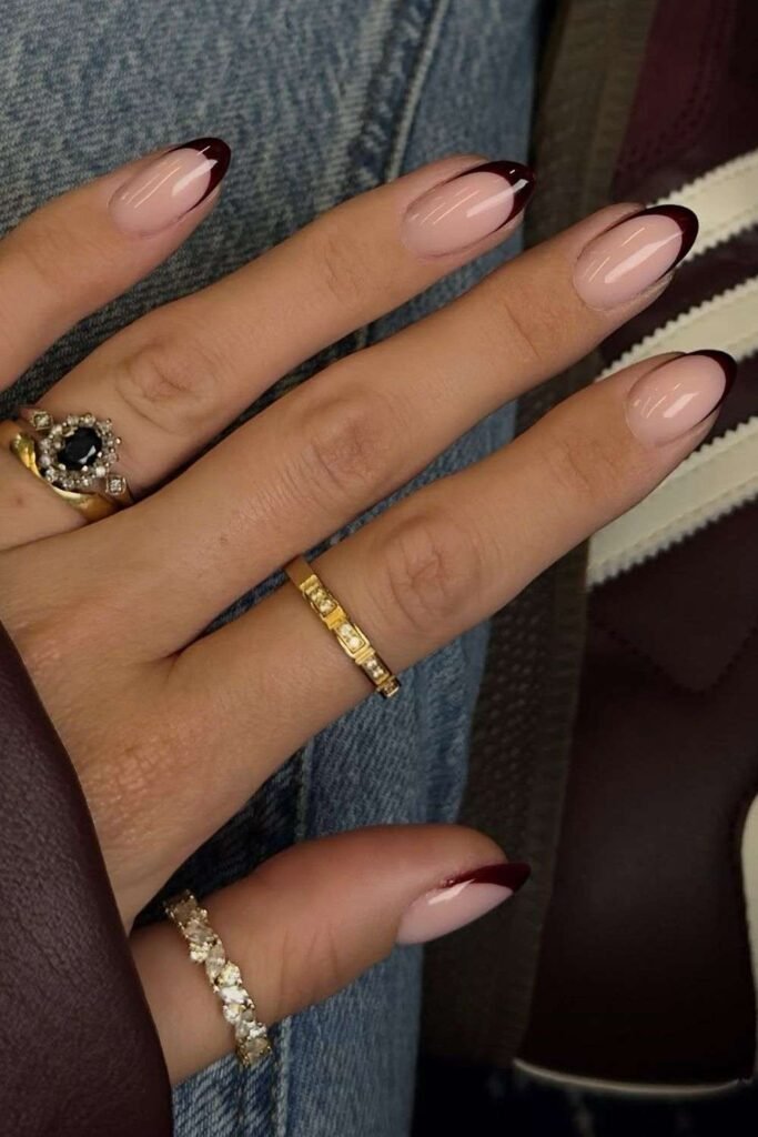 Burgundy French nails