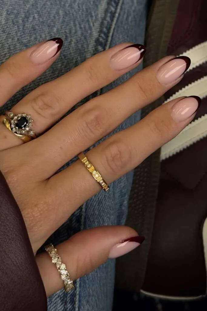 Burgundy French nails