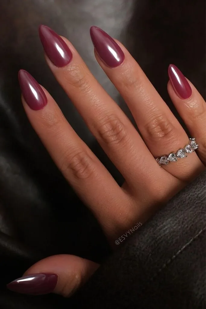 Cherry red chrome mani