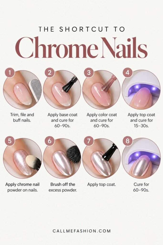 Chrome nails step-by-step tutorial