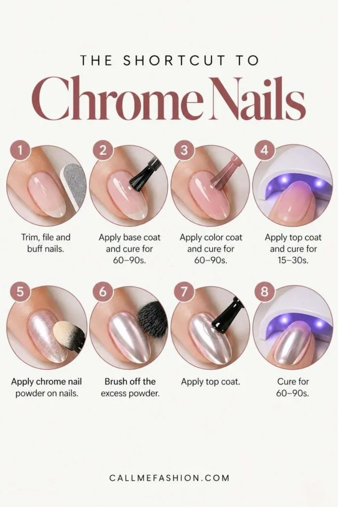 Chrome nails step-by-step tutorial