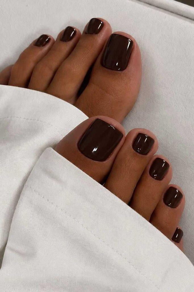 Dark brown pedicure