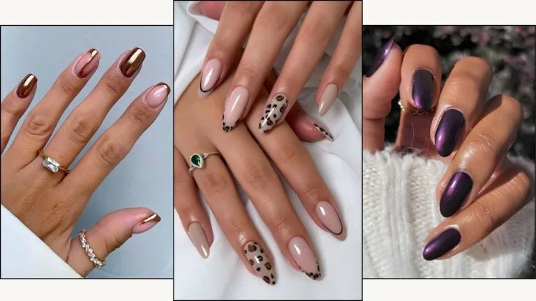 A collage of Fall nail designs
