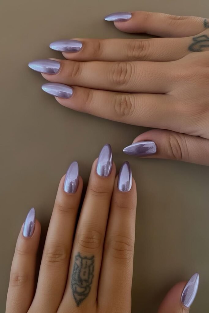 Lavender chrome mani
