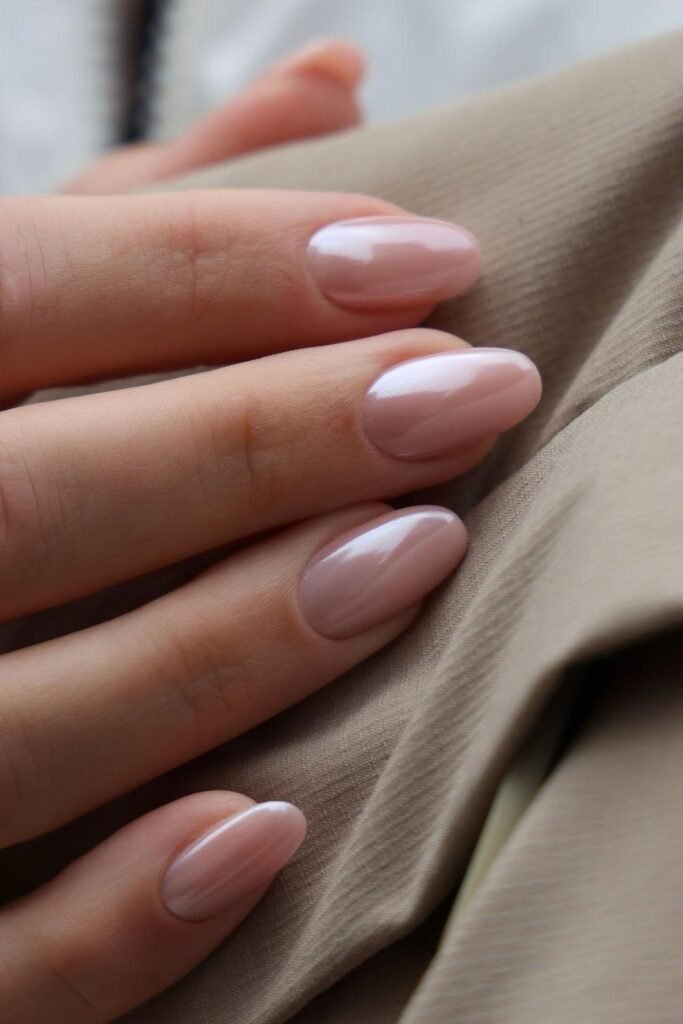 Light pink chrome nails