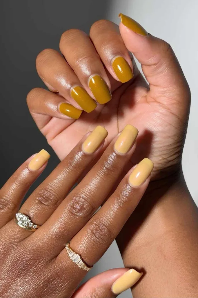 Mustard yellow nails