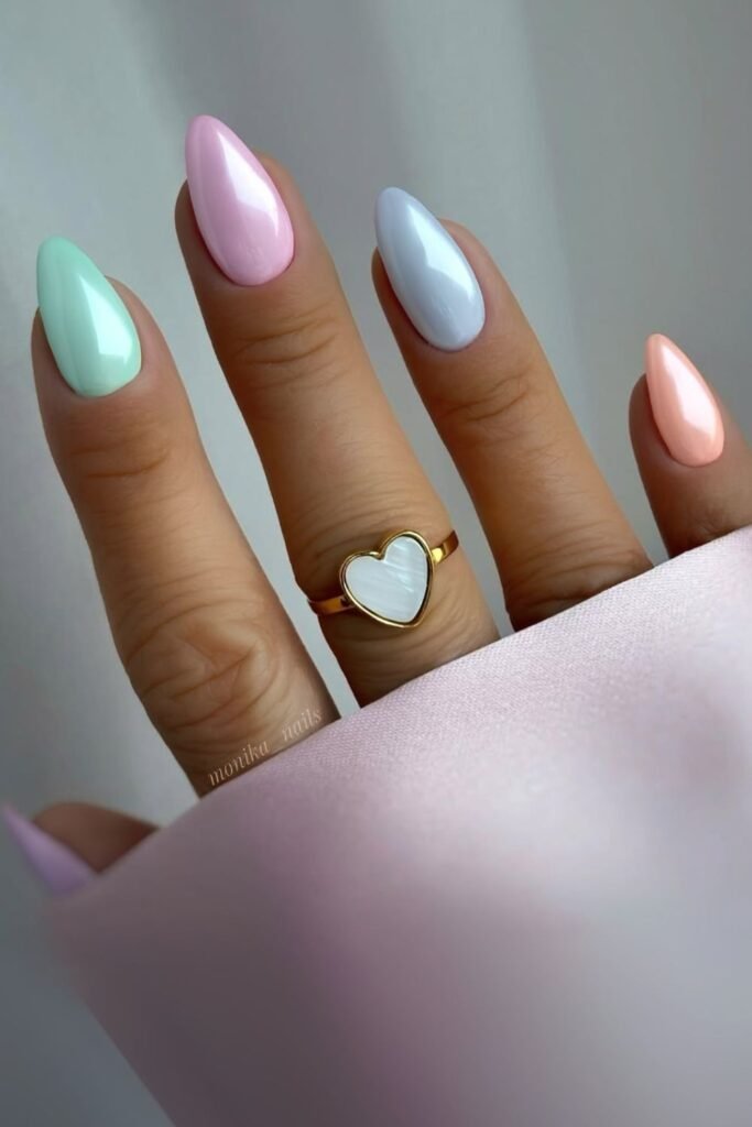 Pastel chrome gradient nails