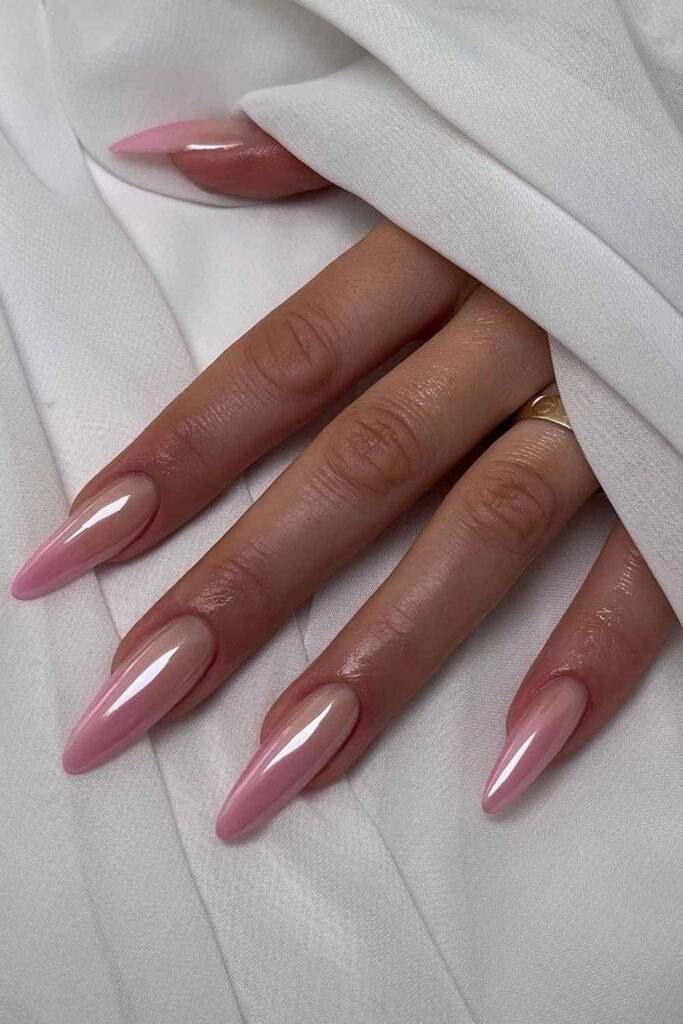 Pink ombre chrome nails