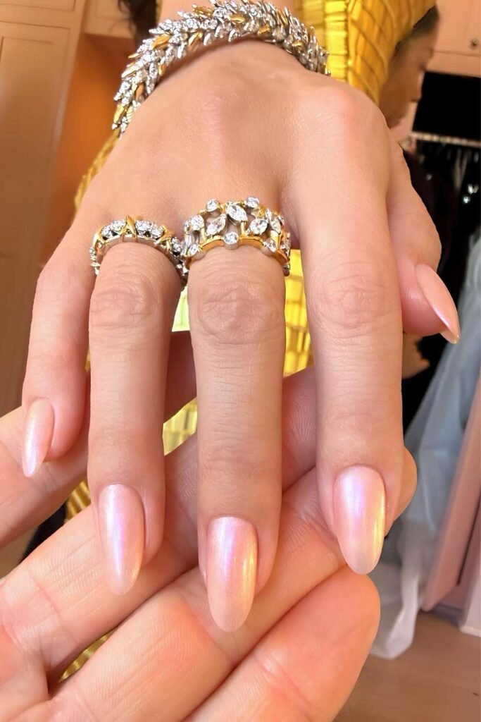 Selena Gomez sunset frost manicure