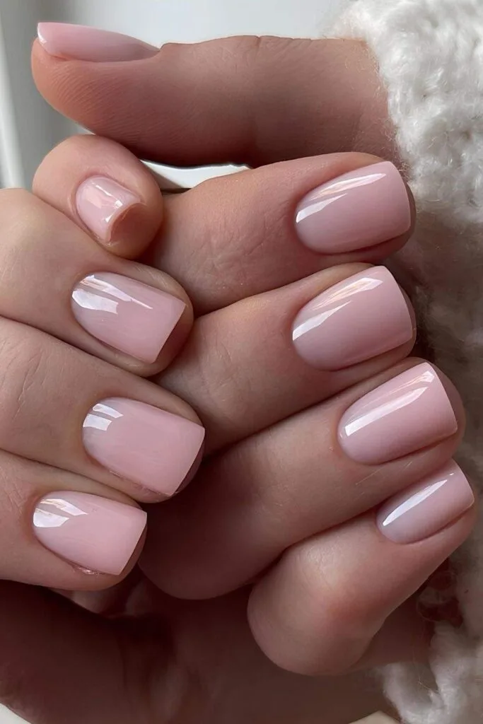 Sheer pink short nails