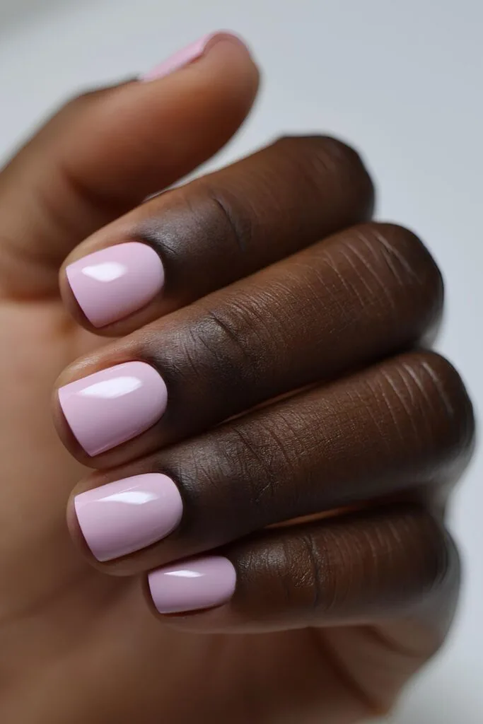 Short light pink nails