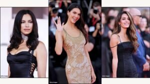 A collage of Venice Film Festival outfits