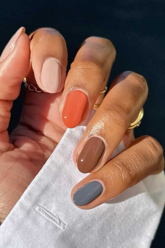 Autumn skittle nails