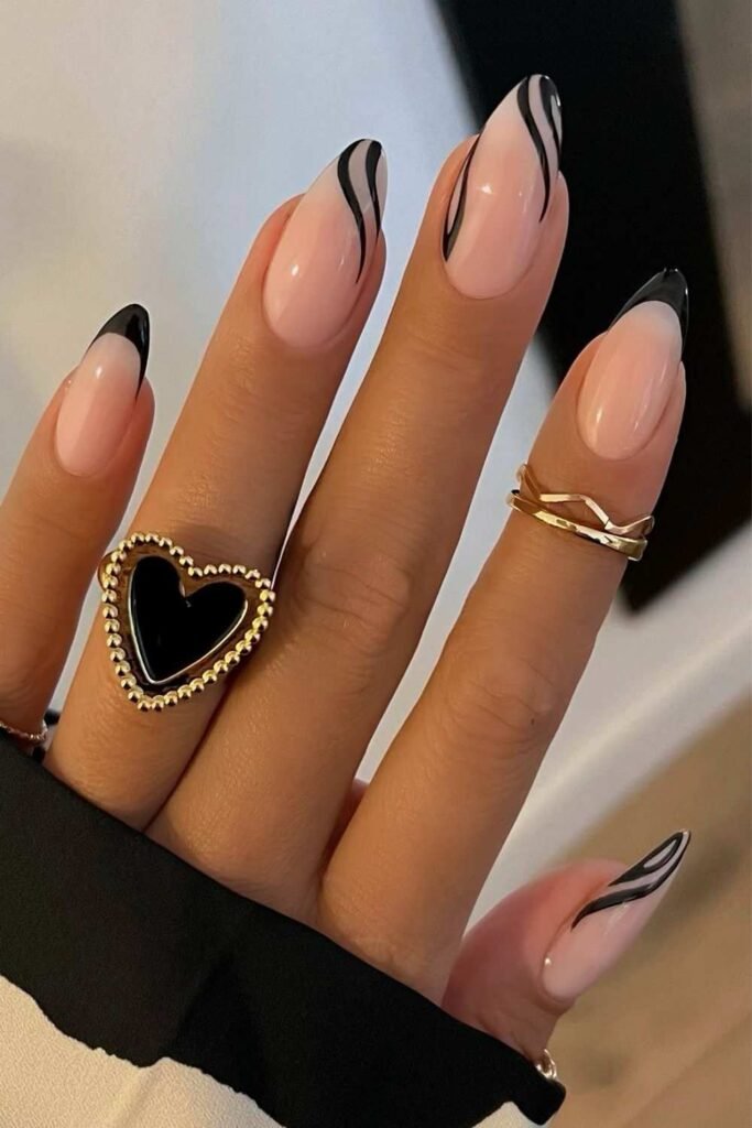 Black French with swirly tips