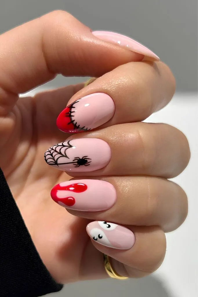 Black and red Halloween nails