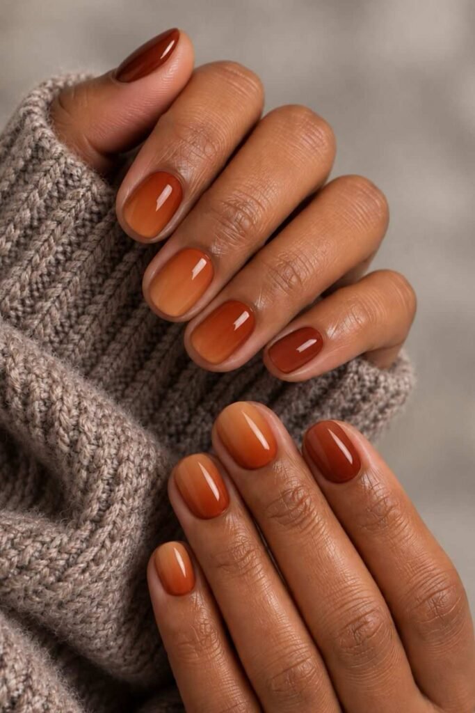 Burnt orange ombre nails