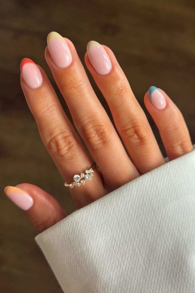 Fall Skittle French tip nails