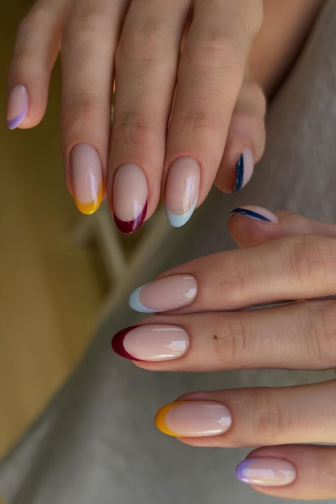 Fall skittle French nails