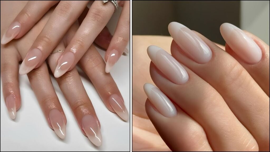 A collage of Foggy French nail designs