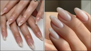 A collage of Foggy French nail designs