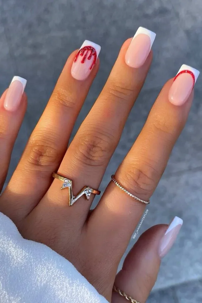 French tips with red blood drips