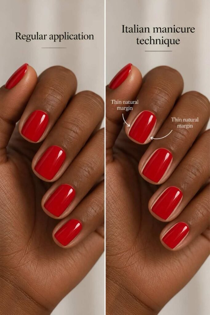 Italian manicure technique comparison