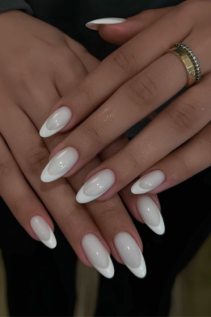 Milky white French nails