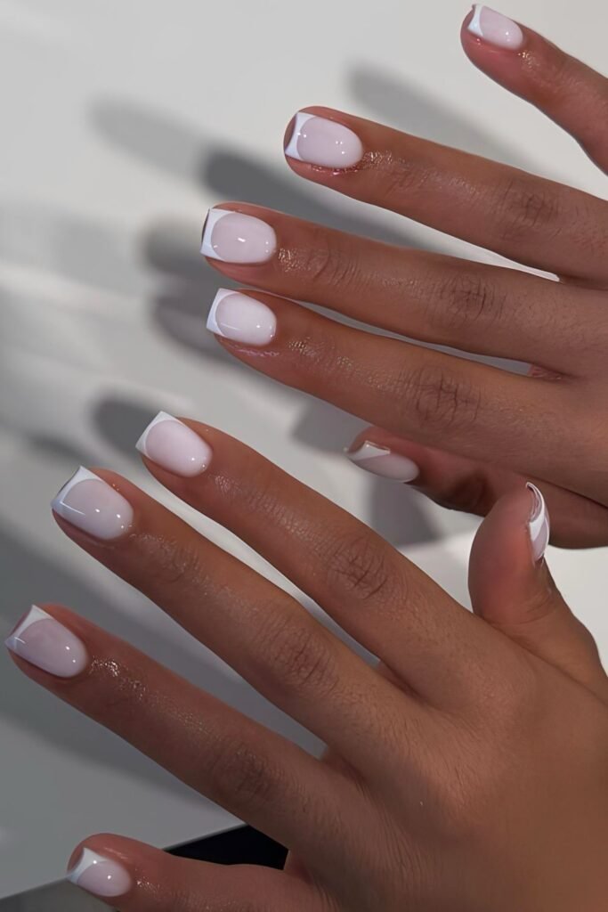 Milky white French nails