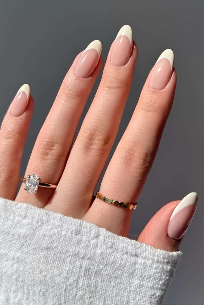 Pale yellow French mani